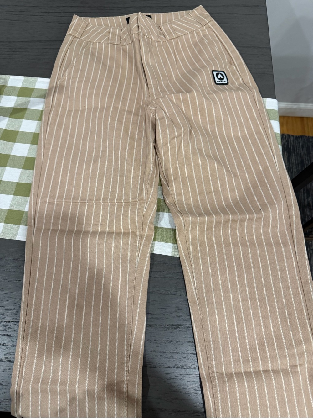 Airwalk Beige Striped Pants with Logo Patch